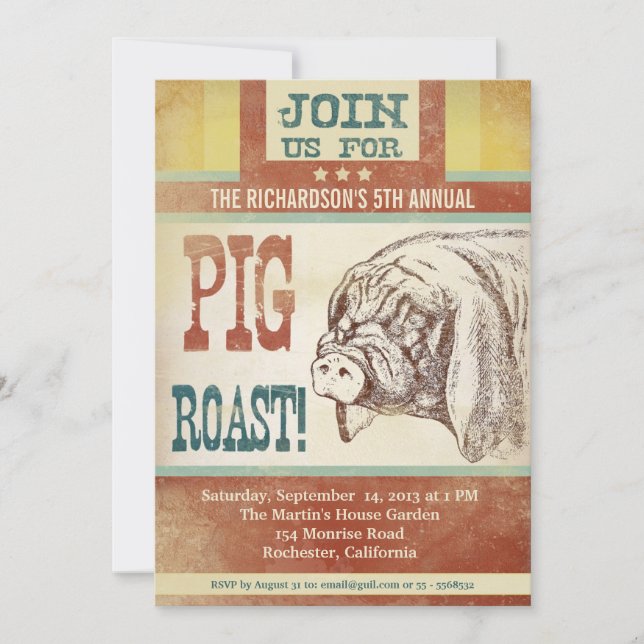 invitation à la fête du barbecue de porc rôti (Devant)