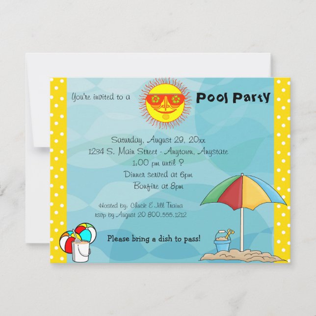 Invitation À La Fête Du Bonfire Et Du Pool (Devant)