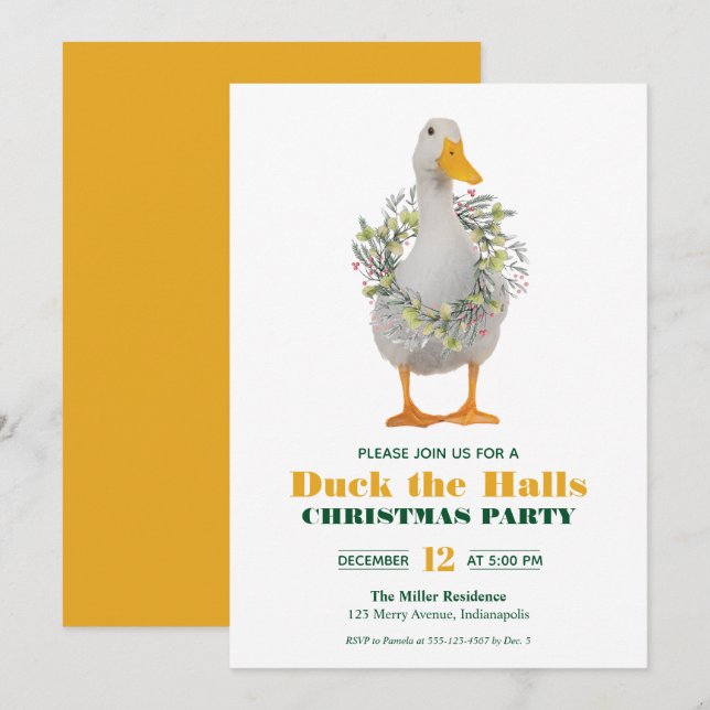 Invitation à la fête du canard de Noël (Devant / Derrière)