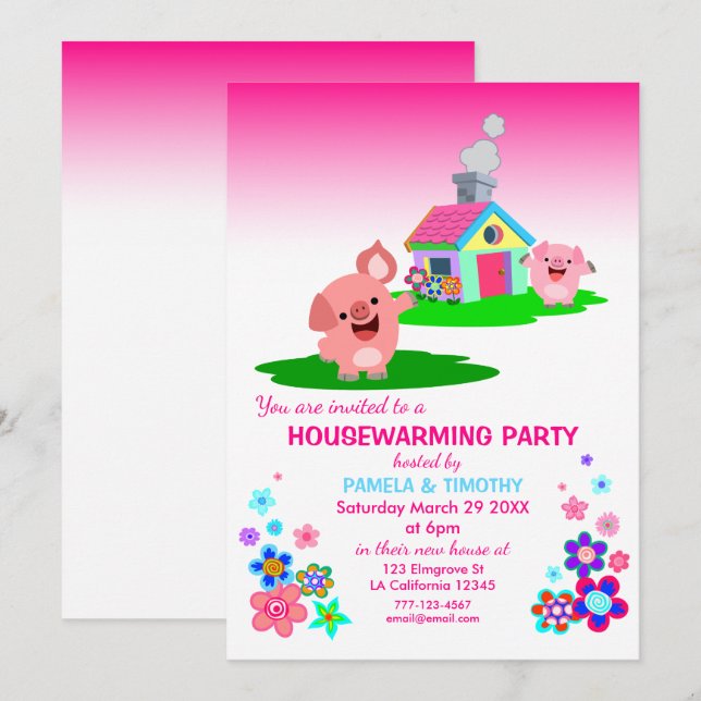 Invitation à la fête du Caricature des cochons (Devant / Derrière)