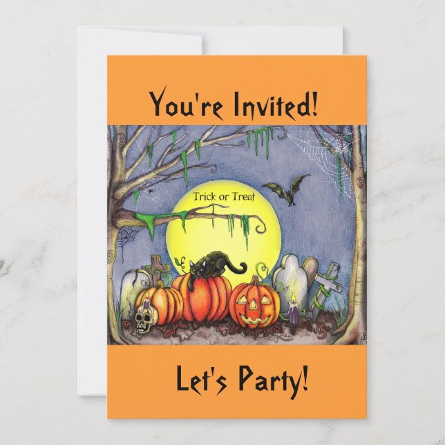 Invitation à la fête du cimetière d'Halloween (Devant)