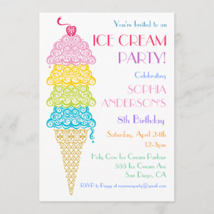 Invitation à la Fête du cône de glace colorée