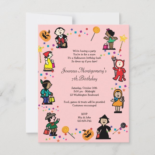 Invitation à la fête du costume d'anniversaire d'H (Devant)