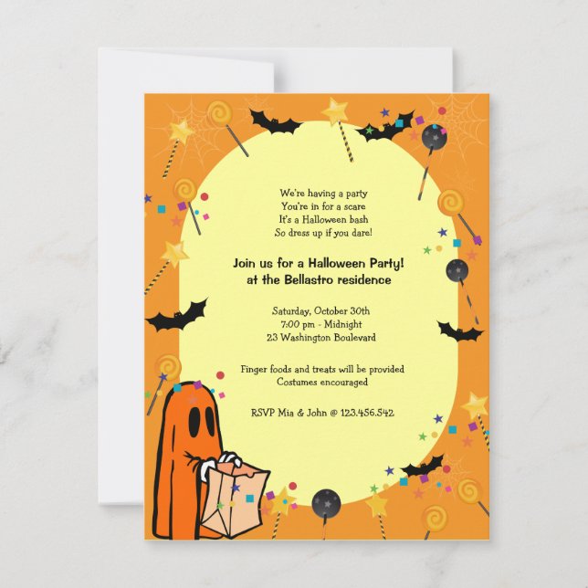 Invitation à la fête du costume d'Halloween (Devant)