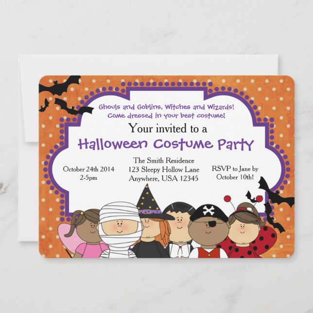 Invitation à la fête du costume d'Halloween (Devant)