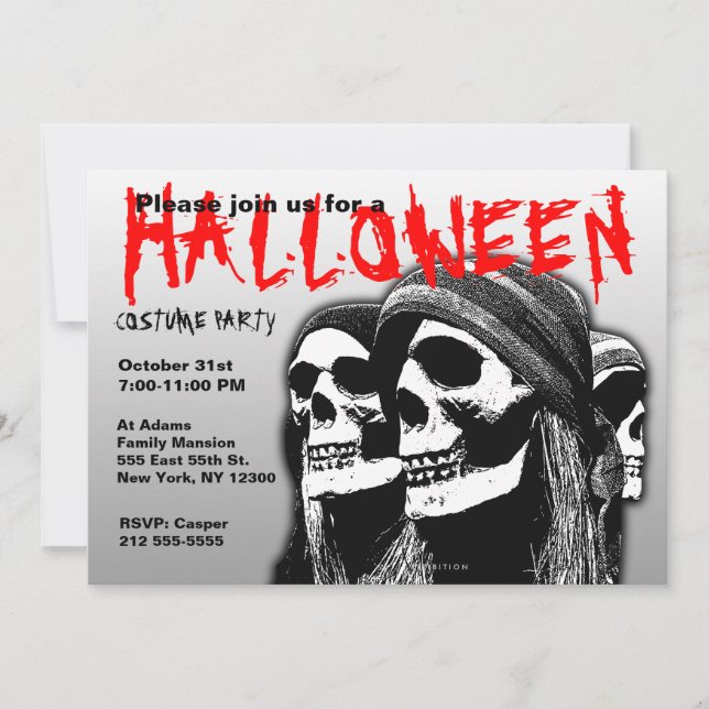 Invitation à la fête du costume d'Halloween Pirate (Devant)