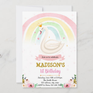 invitation à la fête du cygne du coeur arc-en-ciel