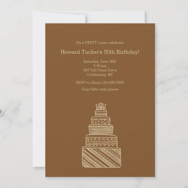 Invitation à la fête du gâteau d'anniversaire (Devant)