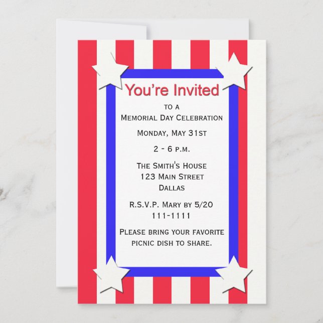 Invitation à la fête du jour commémoratif (Devant)