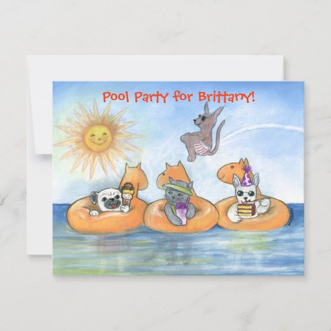 Invitation à la fête du pool d'enfants (Devant)