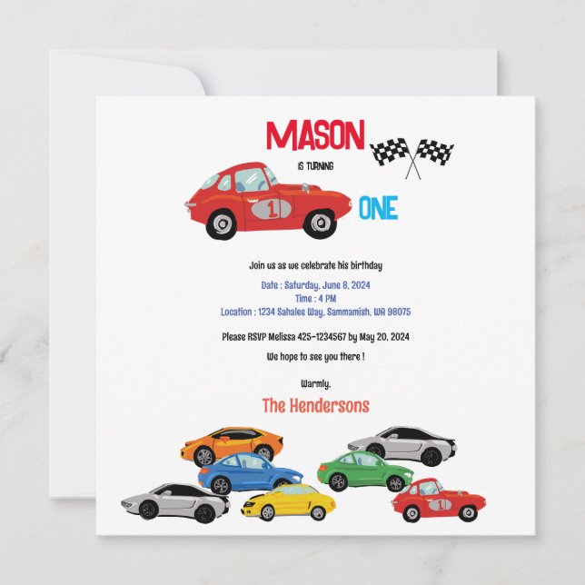 Invitation à la fête du premier anniversaire (Devant)