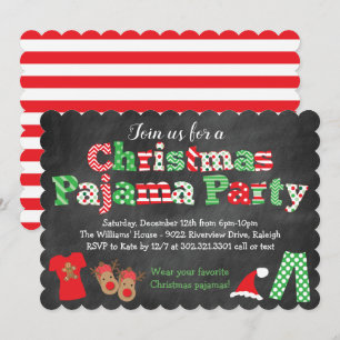 Invitation à la fête du pyjama de Noël - tableau d