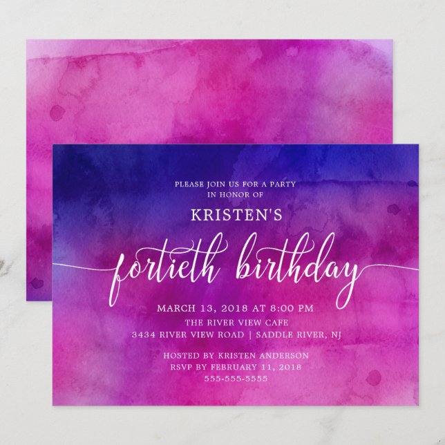 Invitation à la fête du quarantième anniversaire (Devant / Derrière)