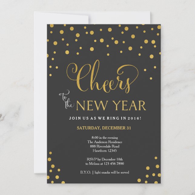 Invitation à la fête du réveillon / fête du Nouvel (Devant)
