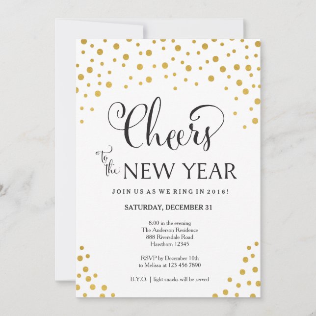 Invitation à la fête du réveillon / fête du Nouvel (Devant)