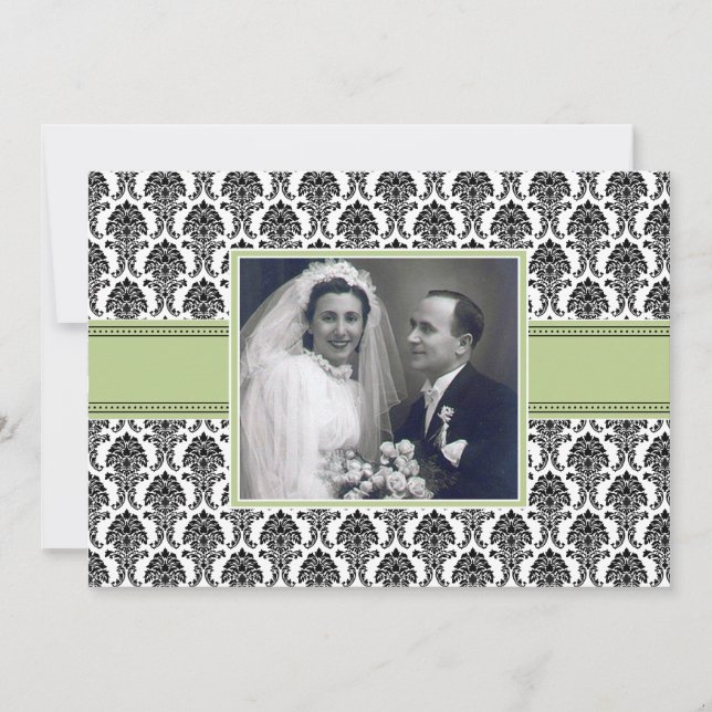 Invitation à la fête du Sage Green Damask (Devant)