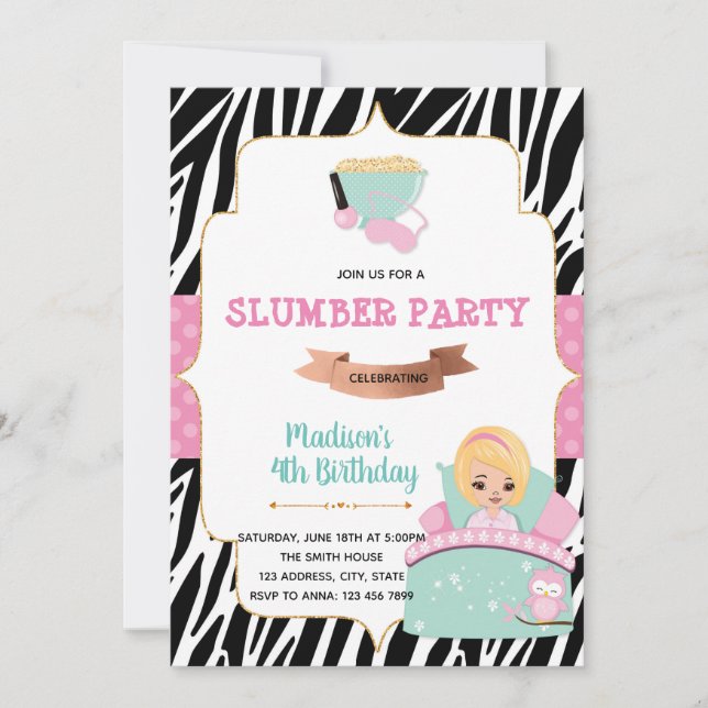 Invitation à la fête du sommeil de Slepover (Devant)