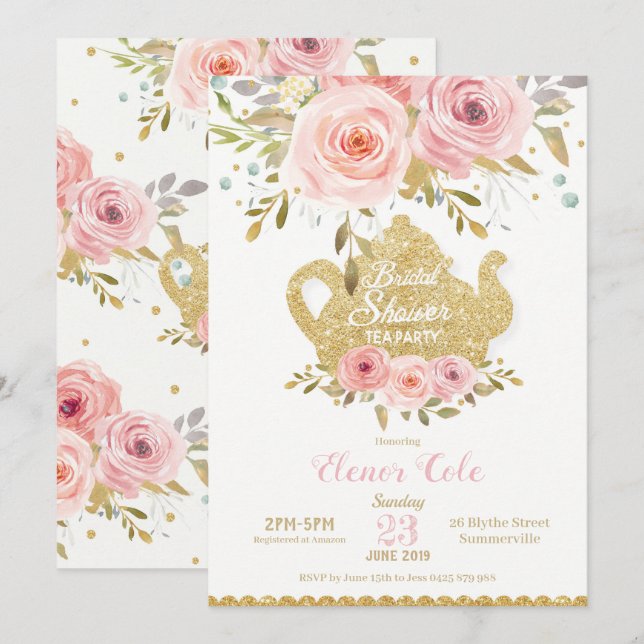 Invitation à la fête du thé à la Fête des mariées  (Devant / Derrière)