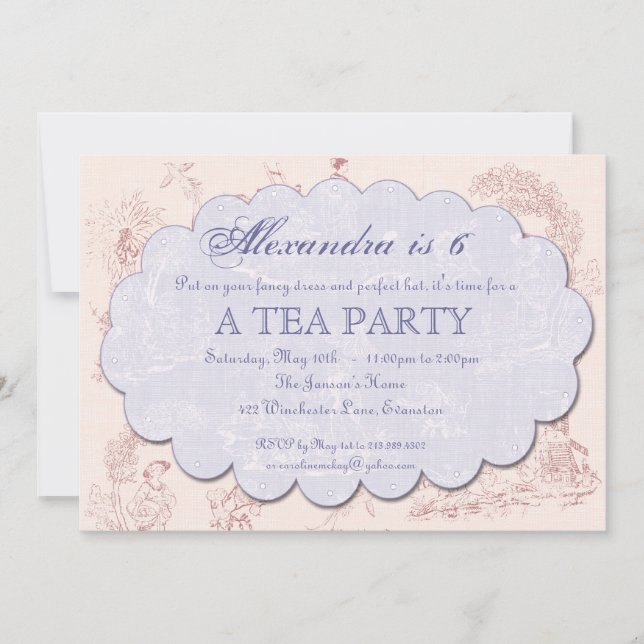 Invitation à la fête du thé d'anniversaire de la T (Devant)