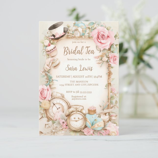 Invitation à la fête du thé de la douche nuptiale (Debout devant)