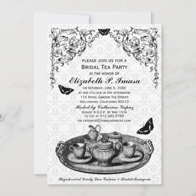Invitation à la fête du thé de la mariée de Black  (Devant)
