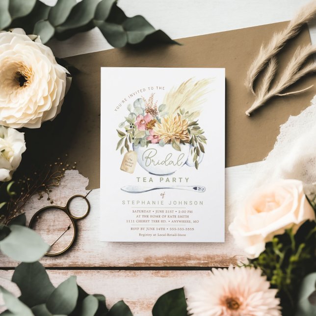 Invitation à la fête du thé de la nuptiale (Bridal Tea Party Shower Invitation)