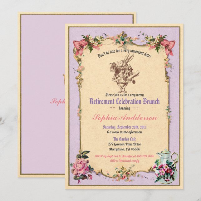 Invitation à la fête du thé de l'après-midi de ret (Devant / Derrière)