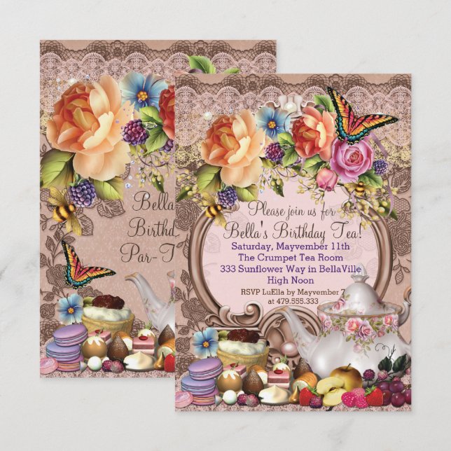 Invitation à la fête du thé du jardin (Devant / Derrière)