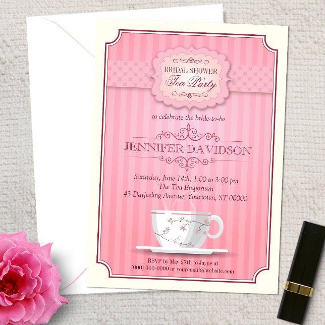 Invitation à la fête du thé rose (Créateur téléchargé)