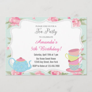 Invitation à la fête du thé Shabby Chic