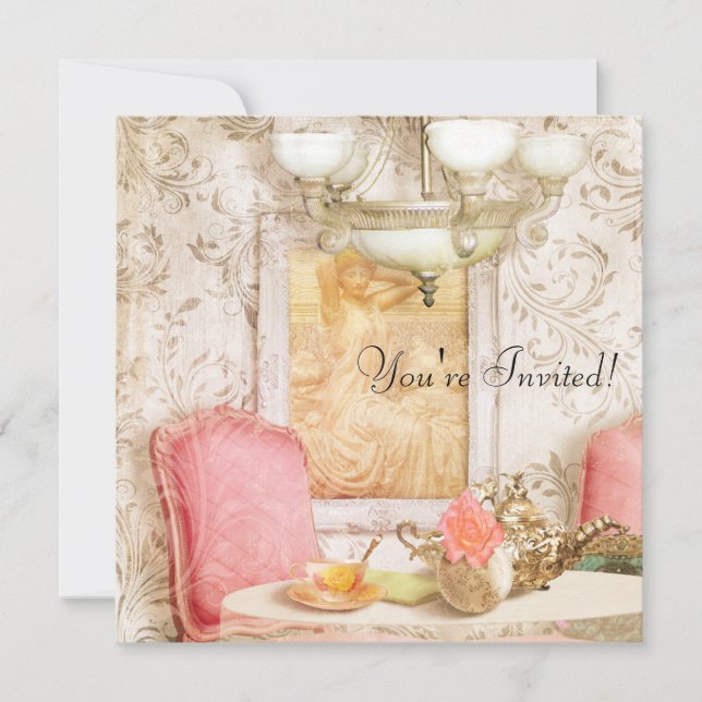 Invitation à la fête du thé. Shabby Chic, Victorie (Devant)