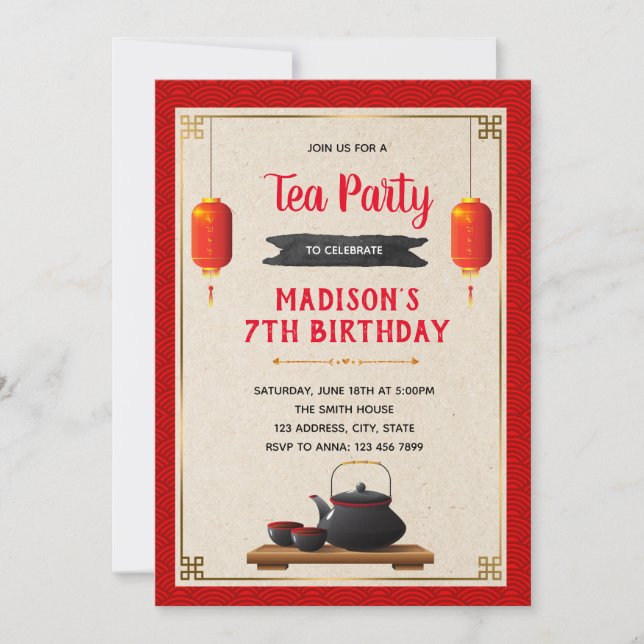 invitation à la fête du thème du thé chinois (Devant)