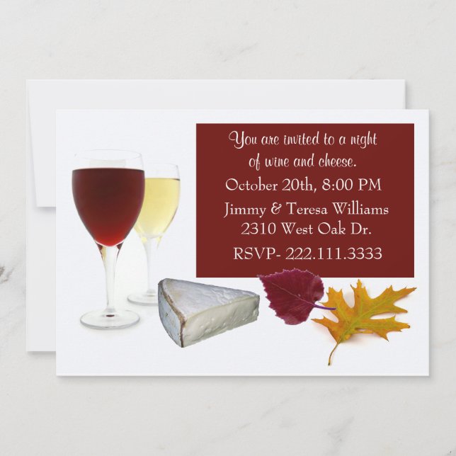 Invitation à la fête du vin et du fromage de Fall  (Devant)