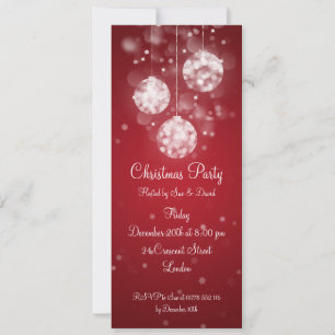 Invitation à la fête Élégante Baubles rouge