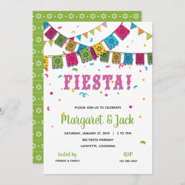 Invitation à la fête Fiesta (Devant / Derrière)