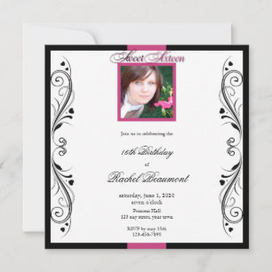 Invitation à la fête florale rose et noire