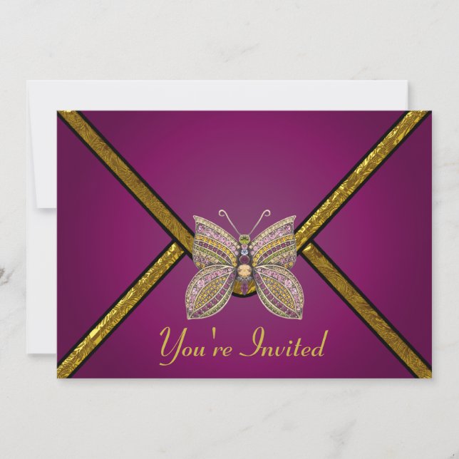 Invitation à la fête juive de papillon pourpre (Devant)