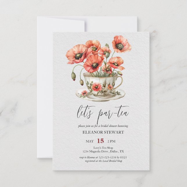 Invitation à la fête « Let's Par-Tea » (Devant)