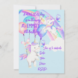 Invitation à la fête Licorne