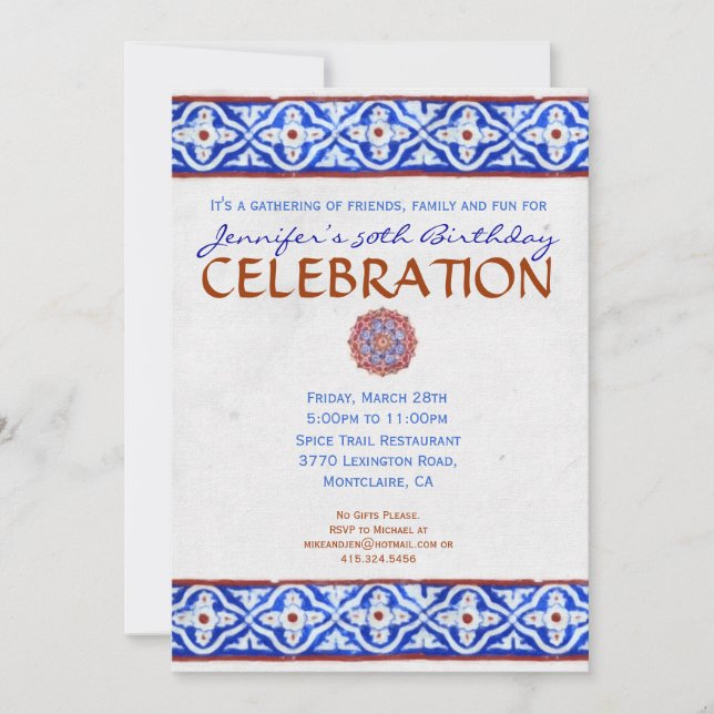 Invitation à la fête méditerranéenne - Bleu de tui (Devant)