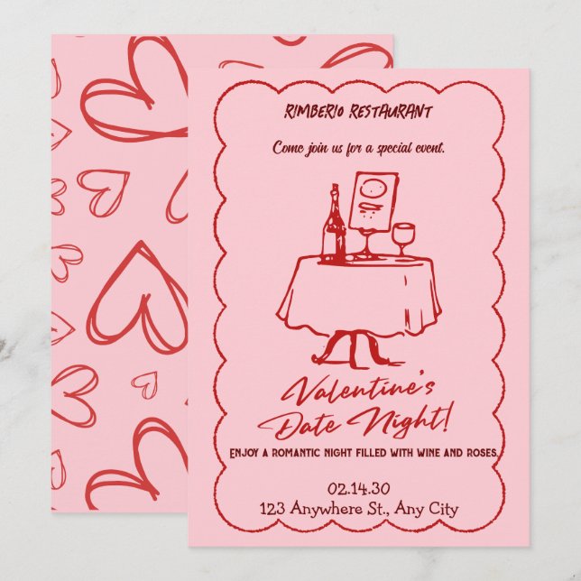 invitation à la fête moderne valentine (Devant / Derrière)