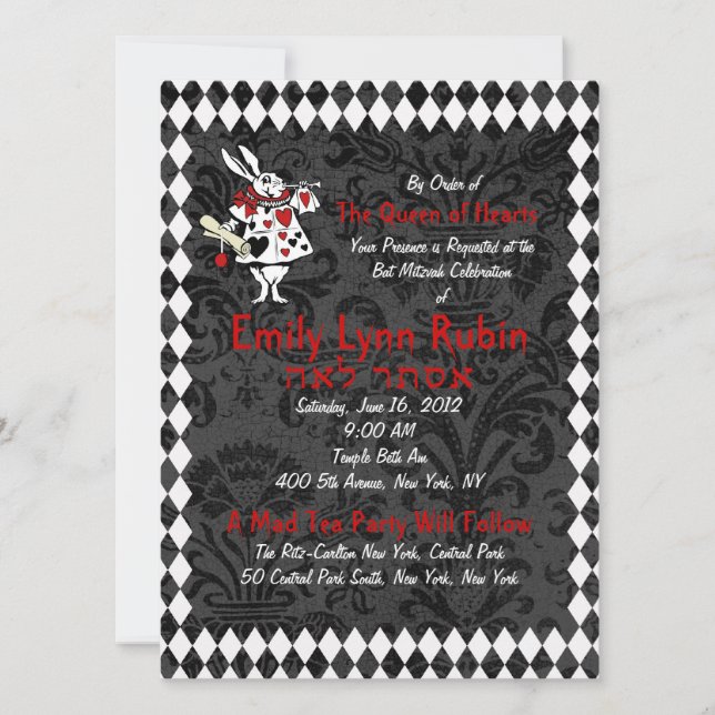 Invitation à la fête noire d'Alice au pays des mer (Devant)
