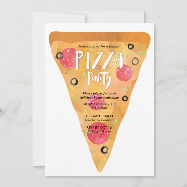 Invitation à la fête Pizza (Devant)