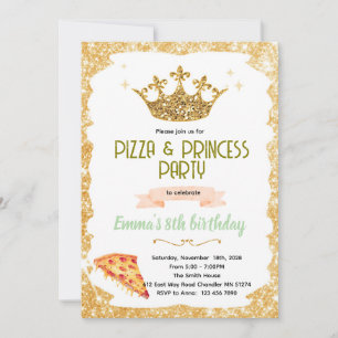 Invitation à la fête Pizza et Princesses