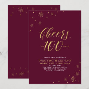 Invitation À la fête pour 100 ans & Burgundy 100e anniversair