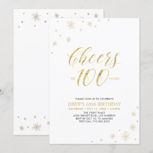 Invitation À la fête pour 100 ans   Fête d'anniversaire 100 a