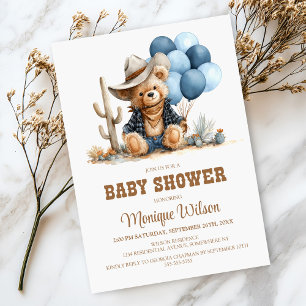 Invitation à la fête prénatale Cowboy Teddy Bear