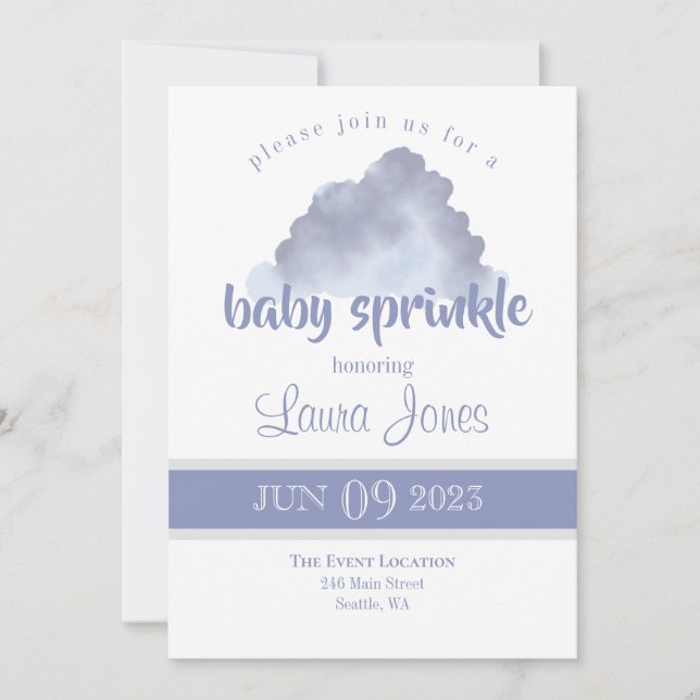 Invitation à la fête prénatale de bébé nuage neutr (Devant)