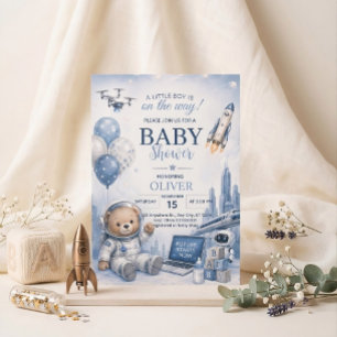 Invitation à la fête prénatale du bébé garçon ours
