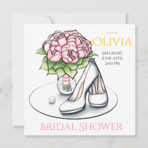 Invitation à la fête prénuptiale - Pivoines et cha